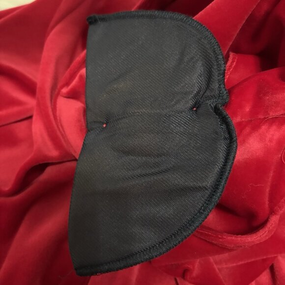 Vintage Anthony Richards Red Velvet Velour Scalloped V Neck Dress Pockets Sz 10 - Picture 8 of 8